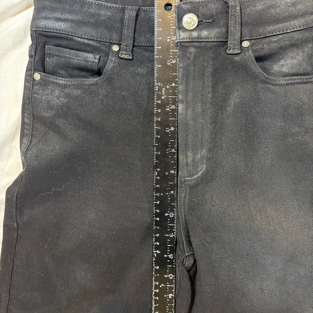 Paige Premium Denim Sasha High Rise Wide Leg Coated Black Jeans 28 29x32 - Picture 11 of 16